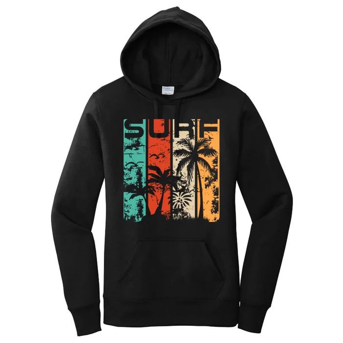 Surf Tropical Palm Tree Retro Vintage Women's Pullover Hoodie