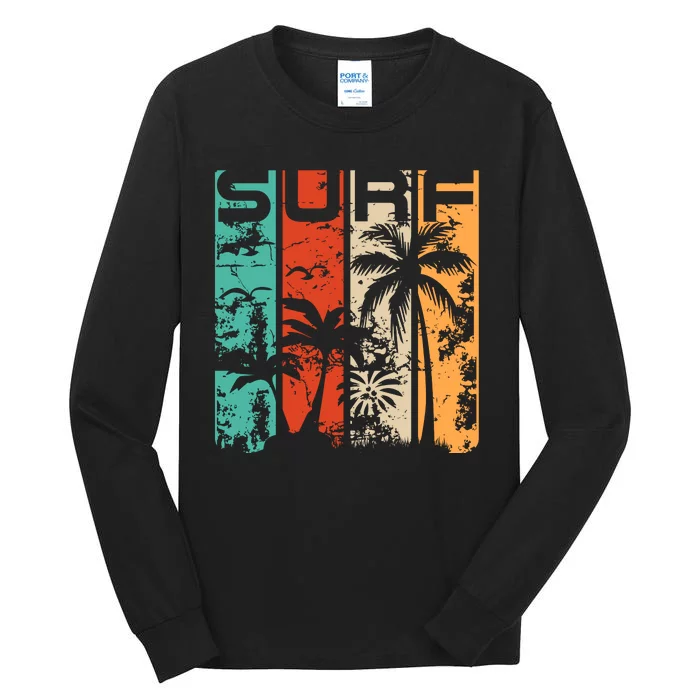 Surf Tropical Palm Tree Retro Vintage Tall Long Sleeve T-Shirt