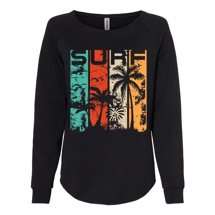 Surf Tropical Palm Tree Retro Vintage Womens California Wash Sweatshirt