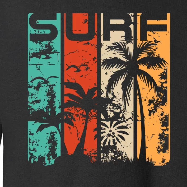 Surf Tropical Palm Tree Retro Vintage Toddler Sweatshirt