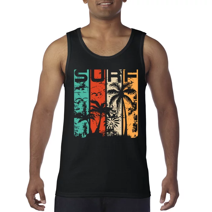 Surf Tropical Palm Tree Retro Vintage Tank Top