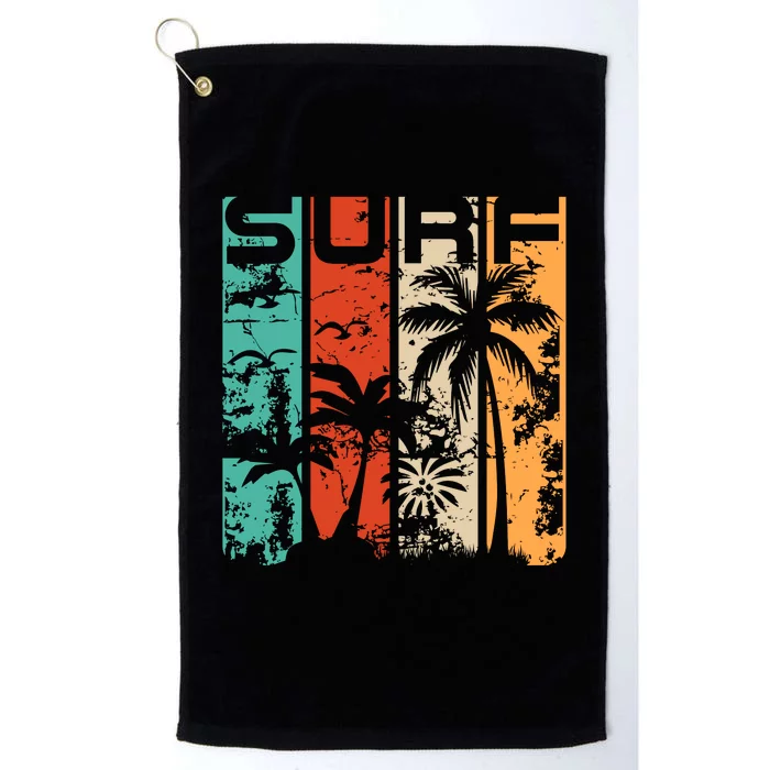 Surf Tropical Palm Tree Retro Vintage Platinum Collection Golf Towel