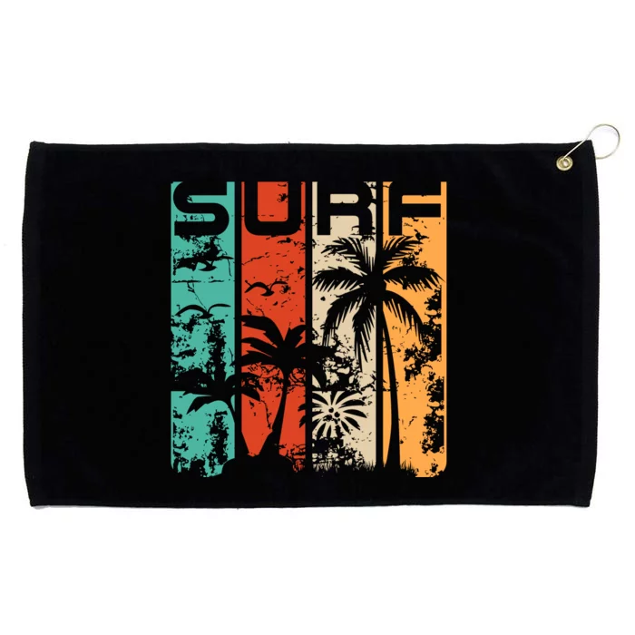 Surf Tropical Palm Tree Retro Vintage Grommeted Golf Towel