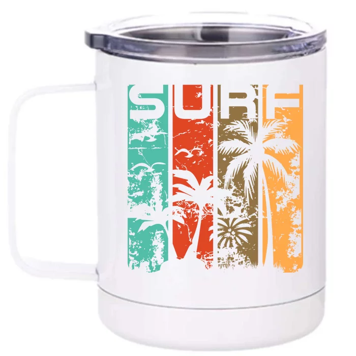 Surf Tropical Palm Tree Retro Vintage Front & Back 12oz Stainless Steel Tumbler Cup