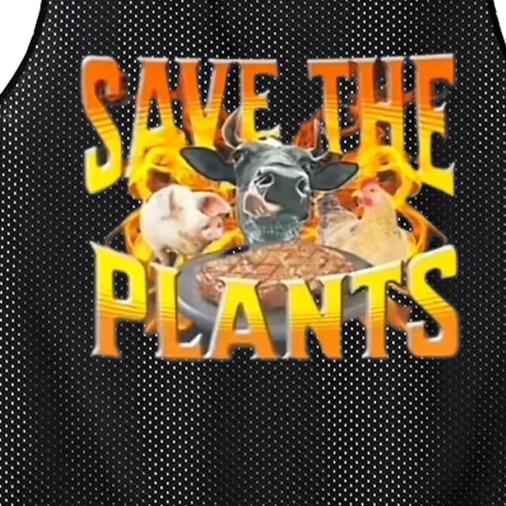 Save The Plants Eat Meat Funny Trending Mesh Reversible Basketball Jersey Tank