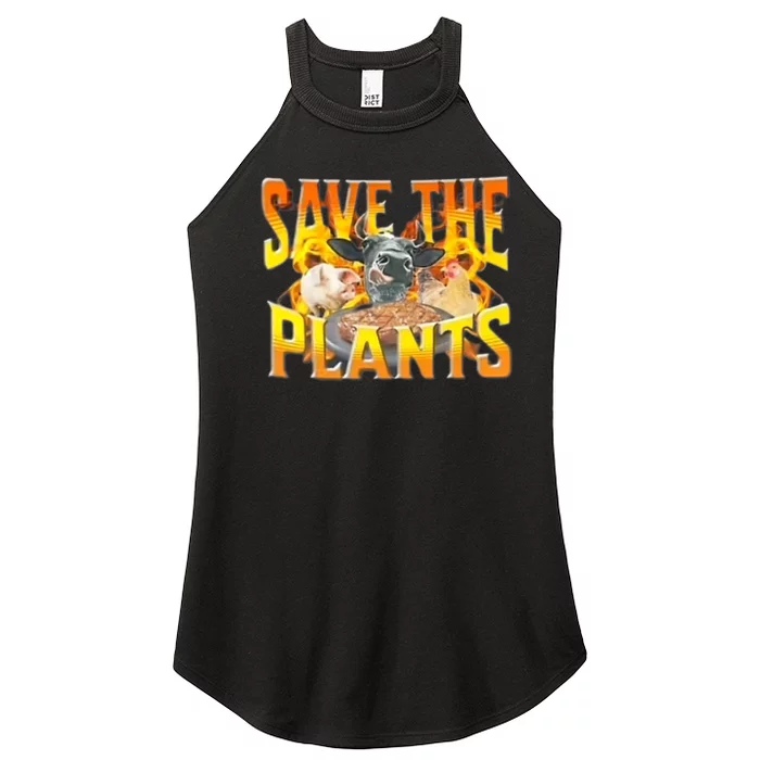 Save The Plants Eat Meat Funny Trending Women’s Perfect Tri Rocker Tank