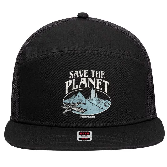 Save The Planet Alderaan Earth Day 7 Panel Mesh Trucker Snapback Hat