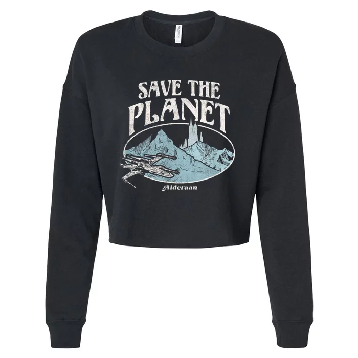 Save The Planet Alderaan Earth Day Cropped Pullover Crew