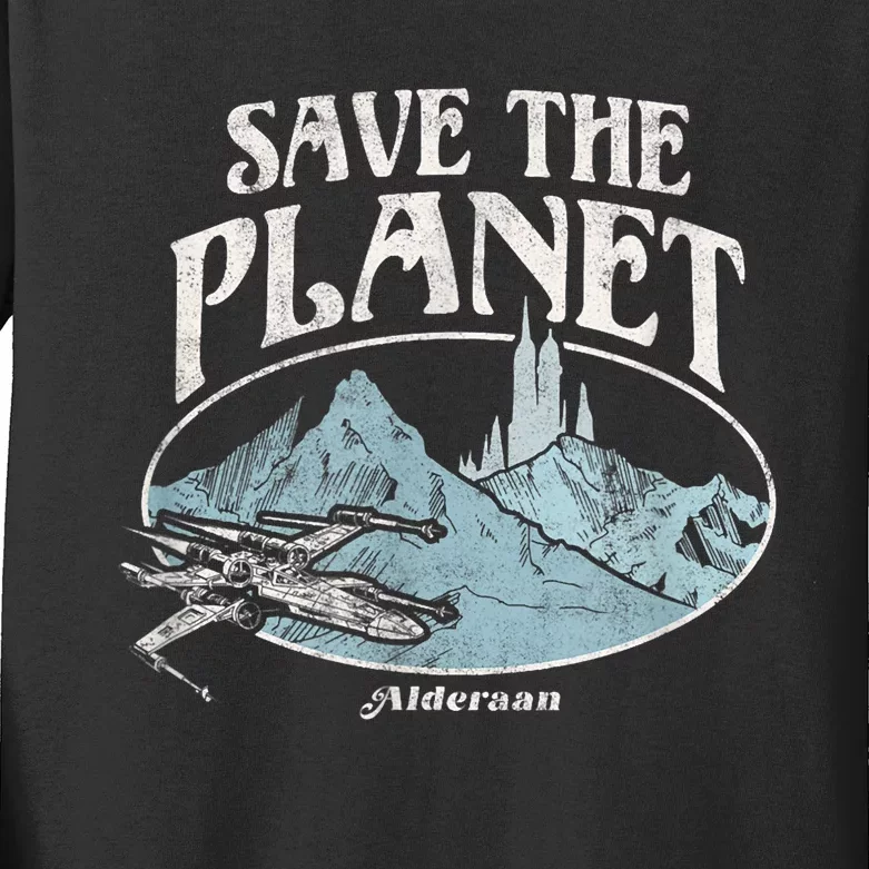 Save The Planet Alderaan Earth Day Kids Long Sleeve Shirt