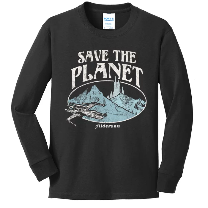 Save The Planet Alderaan Earth Day Kids Long Sleeve Shirt