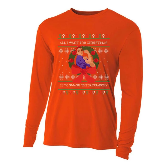 Smash The Patriarchy Ugly Christmas Sweaterstyle Gift Cooling Performance Long Sleeve Crew