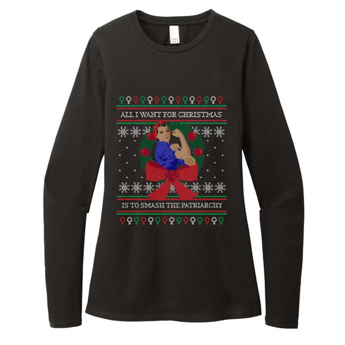 Smash The Patriarchy Ugly Christmas Sweaterstyle Gift Womens CVC Long Sleeve Shirt