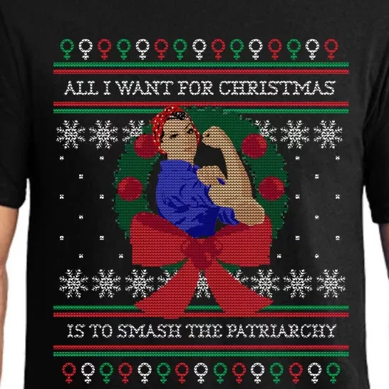 Smash The Patriarchy Ugly Christmas Sweaterstyle Gift Pajama Set