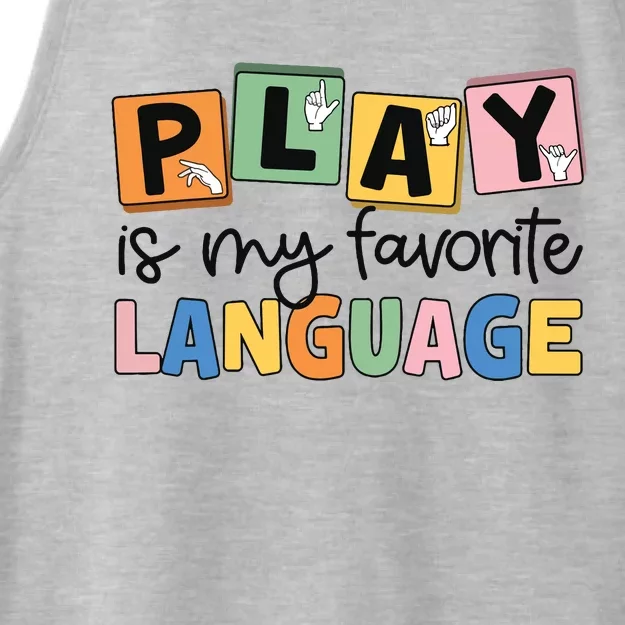 Speech Therapy Play Is My Favorite Language Slp Ladies Tri-Blend Wicking Tank