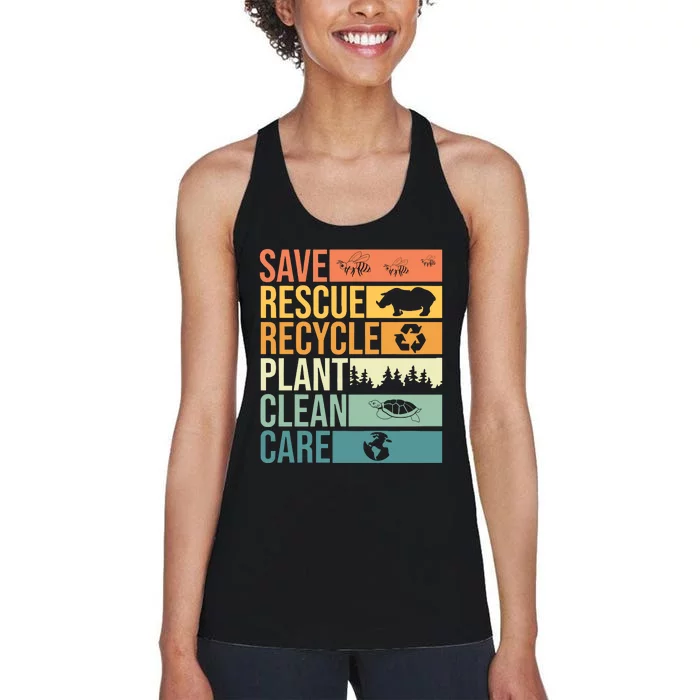 Save The Planet Climate Change Earth Day Women's Racerback Tank