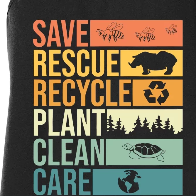 Save The Planet Climate Change Earth Day Women's Racerback Tank