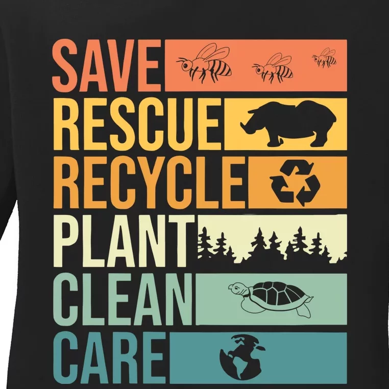 Save The Planet Climate Change Earth Day Ladies Long Sleeve Shirt