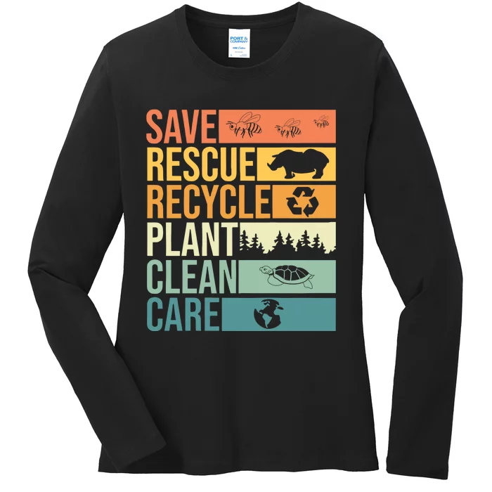 Save The Planet Climate Change Earth Day Ladies Long Sleeve Shirt