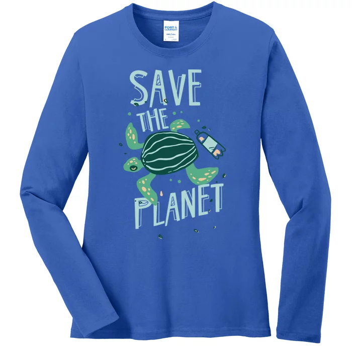 Save The Planet Turtle Earth Climate Change Global Warming Meaningful Gift Ladies Long Sleeve Shirt