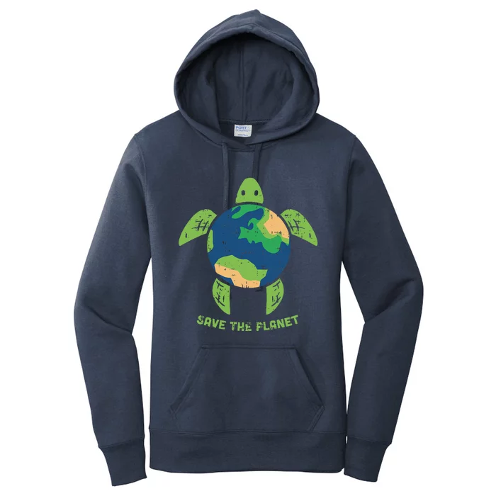 Save The Planet Earth Day Environment Turtle Women's Pullover Hoodie