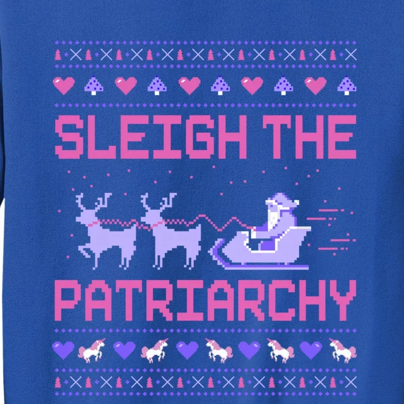 Sleigh The Patriarchy Feminist Feminism Meme Ugly Christmas Meaningful Gift Tall Sweatshirt