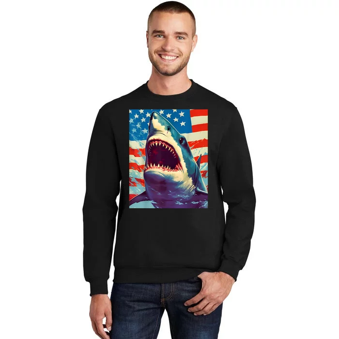 Sharks The Pop Art Patriotic Predator Tall Sweatshirt