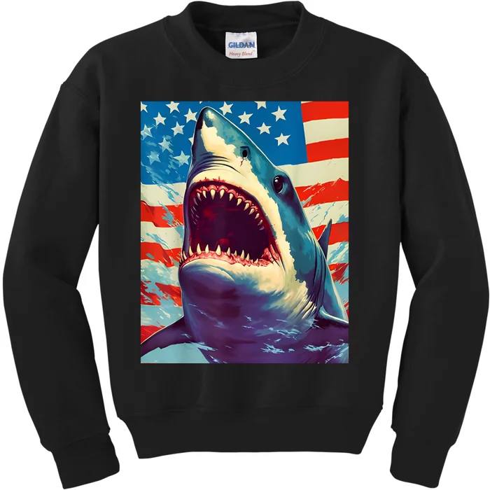 Sharks The Pop Art Patriotic Predator Kids Sweatshirt