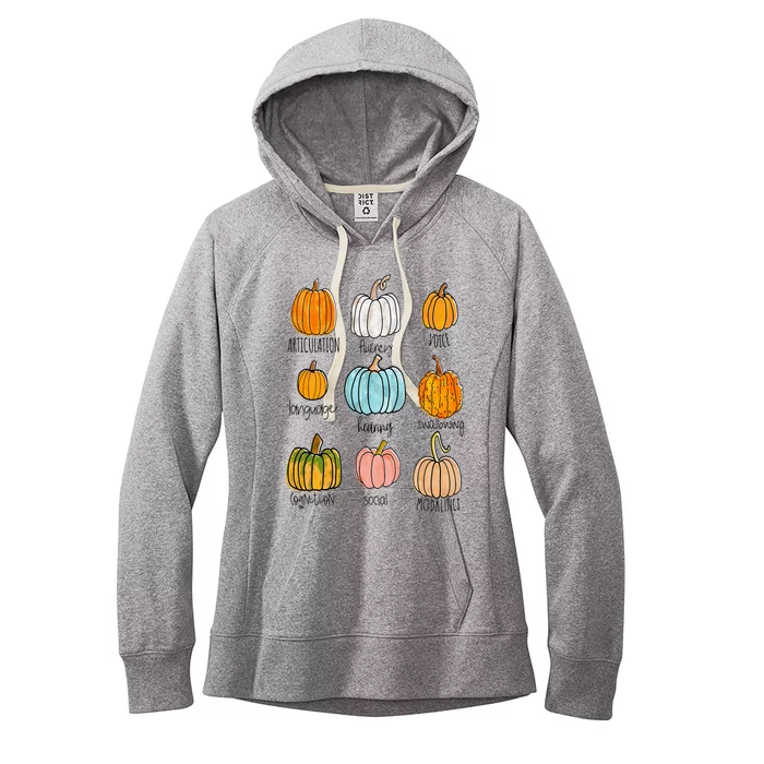 Speech Therapy Pumpkin Sped Teachers SLP Neurodiversity Fall Women's Fleece Hoodie