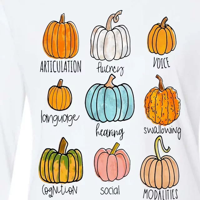 Speech Therapy Pumpkin Sped Teachers SLP Neurodiversity Fall Womens Cotton Relaxed Long Sleeve T-Shirt