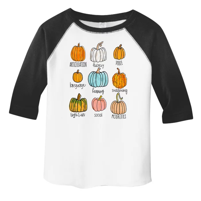 Speech Therapy Pumpkin Sped Teachers SLP Neurodiversity Fall Toddler Fine Jersey T-Shirt