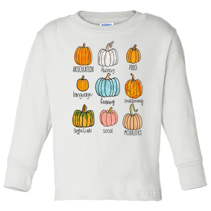 Speech Therapy Pumpkin Sped Teachers SLP Neurodiversity Fall Toddler Long Sleeve Shirt