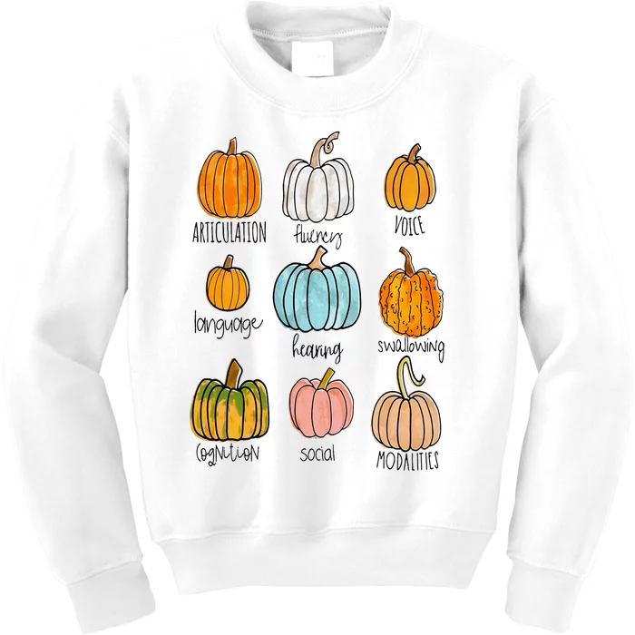 Speech Therapy Pumpkin Sped Teachers SLP Neurodiversity Fall Kids Sweatshirt