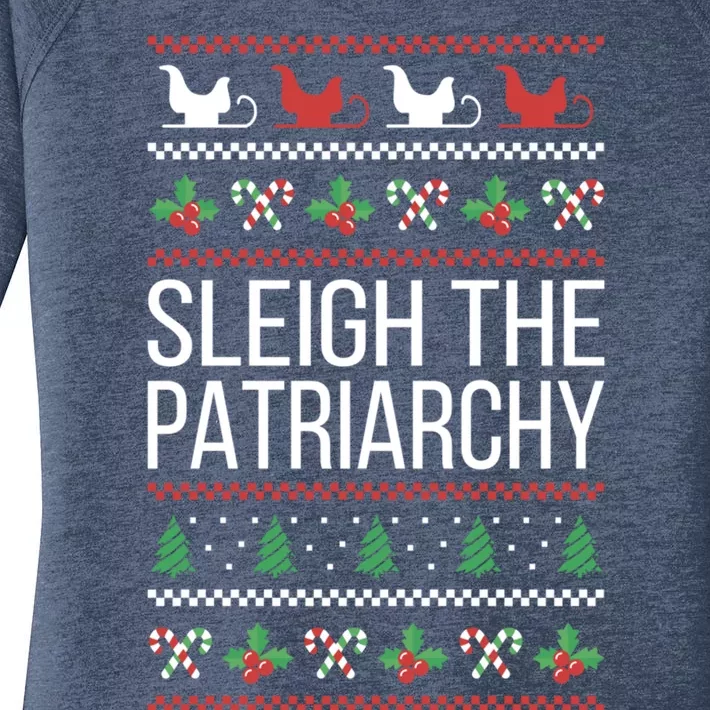 Sleigh The Patriarchy Feminist Christmas Lover Cute Gift Women's Perfect Tri Tunic Long Sleeve Shirt