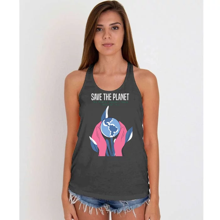 Save The Planet Women's Knotted Racerback Tank