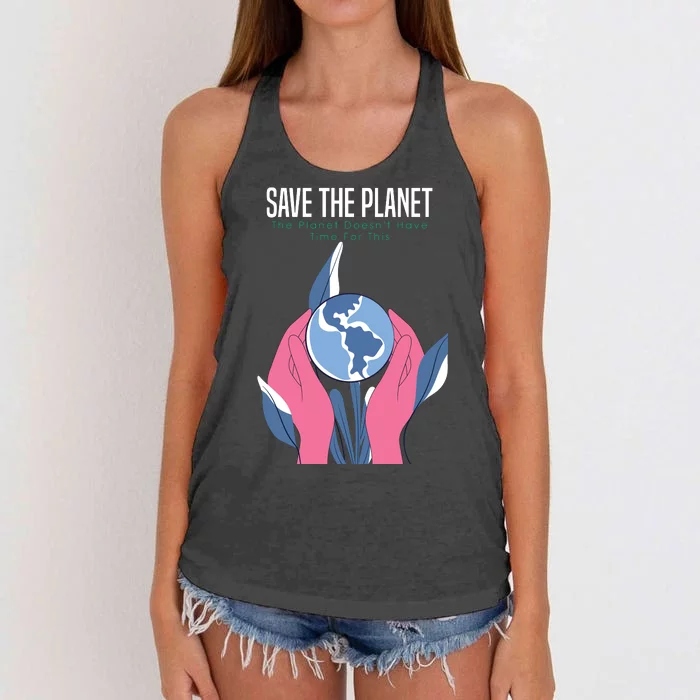 Save The Planet Women's Knotted Racerback Tank