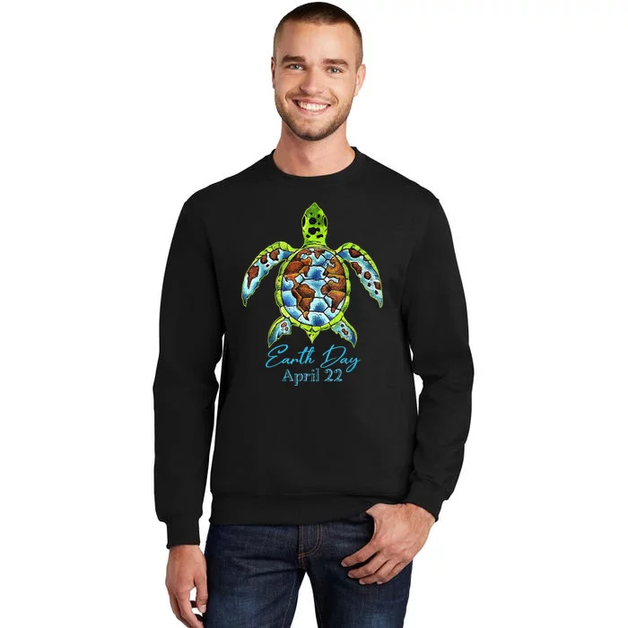 Sea Turtle Planet Funny Love World Environment Earth Day Tall Sweatshirt