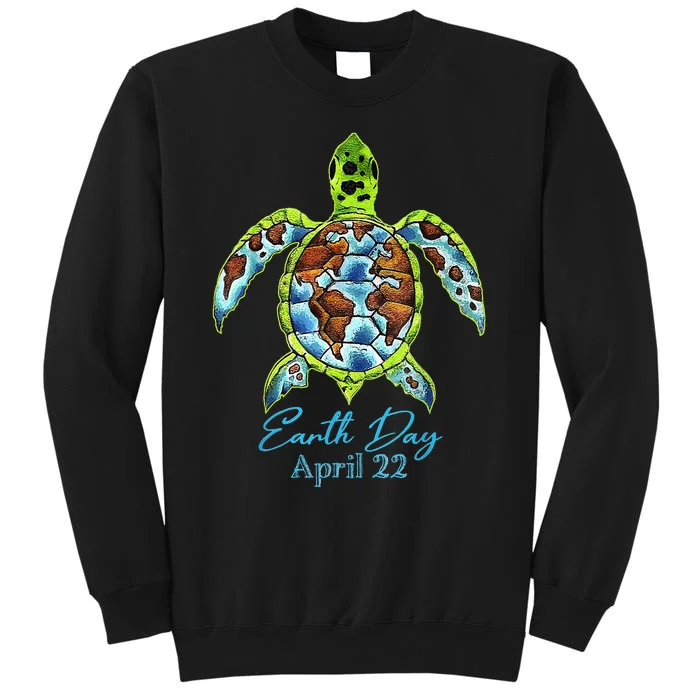 Sea Turtle Planet Funny Love World Environment Earth Day Tall Sweatshirt