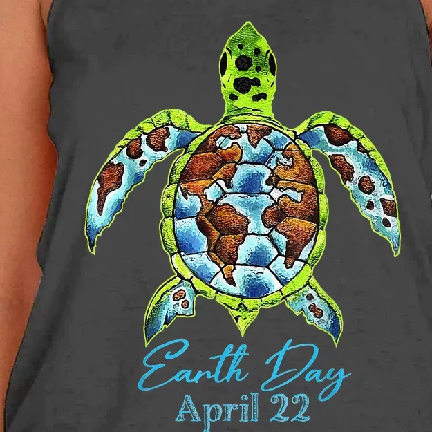 Sea Turtle Planet Funny Love World Environment Earth Day Women's Knotted Racerback Tank