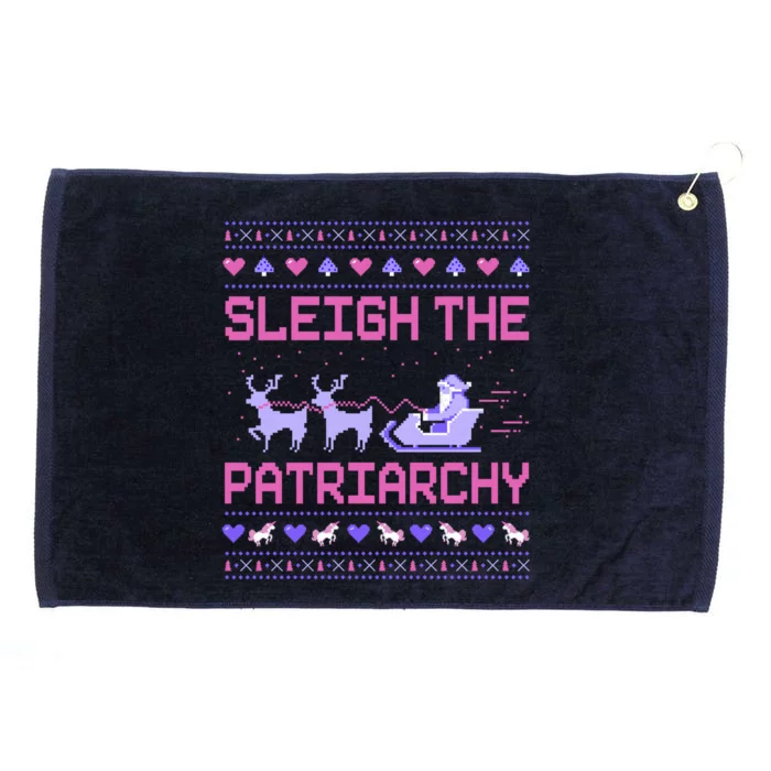 Sleigh The Patriarchy Feminist Feminism Meme Ugly Christmas Gift Grommeted Golf Towel