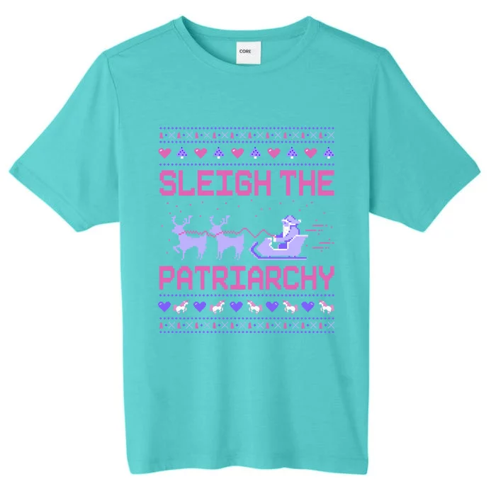 Sleigh The Patriarchy Feminist Feminism Meme Ugly Christmas Gift ChromaSoft Performance T-Shirt