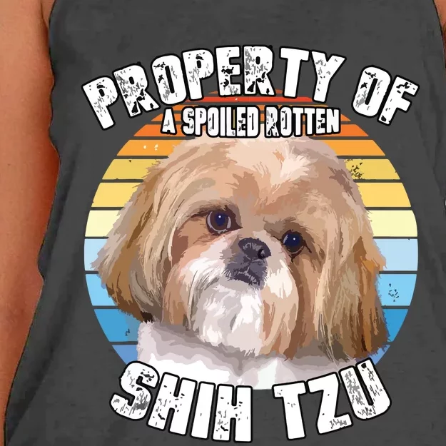 Shih Tzu Property Of Retro Women's Knotted Racerback Tank