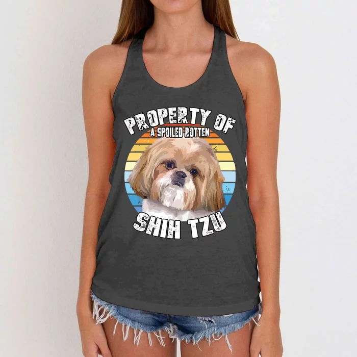 Shih Tzu Property Of Retro Women's Knotted Racerback Tank