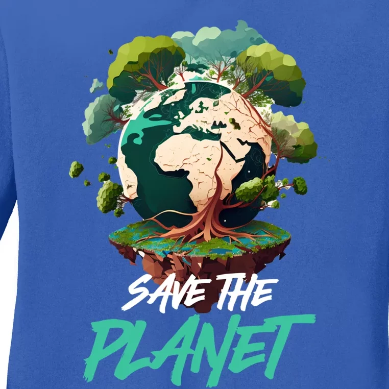 Save The Planet Mother Earth Environtal Care Awareness Gift Ladies Long Sleeve Shirt