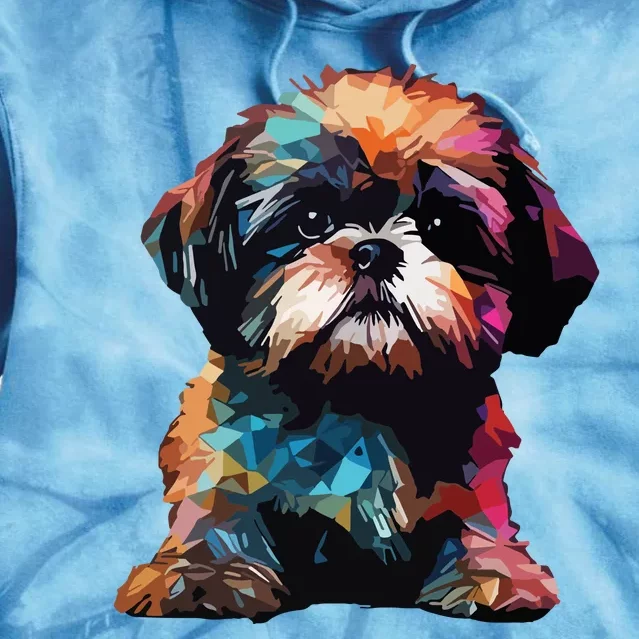 Shih Tzu Puppy Dog Pop Art Premium Tie Dye Hoodie