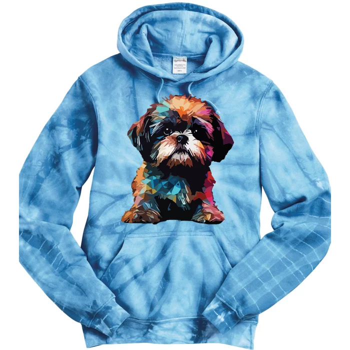 Shih Tzu Puppy Dog Pop Art Premium Tie Dye Hoodie