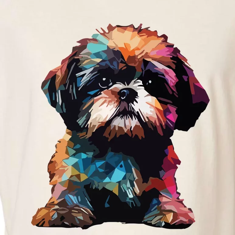 Shih Tzu Puppy Dog Pop Art Premium Garment-Dyed Women's Muscle Tee