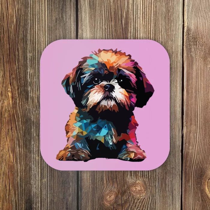 Shih Tzu Puppy Dog Pop Art Premium Coaster