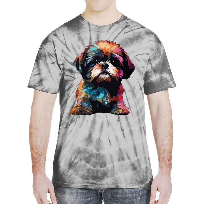 Shih Tzu Puppy Dog Pop Art Premium Tie-Dye T-Shirt