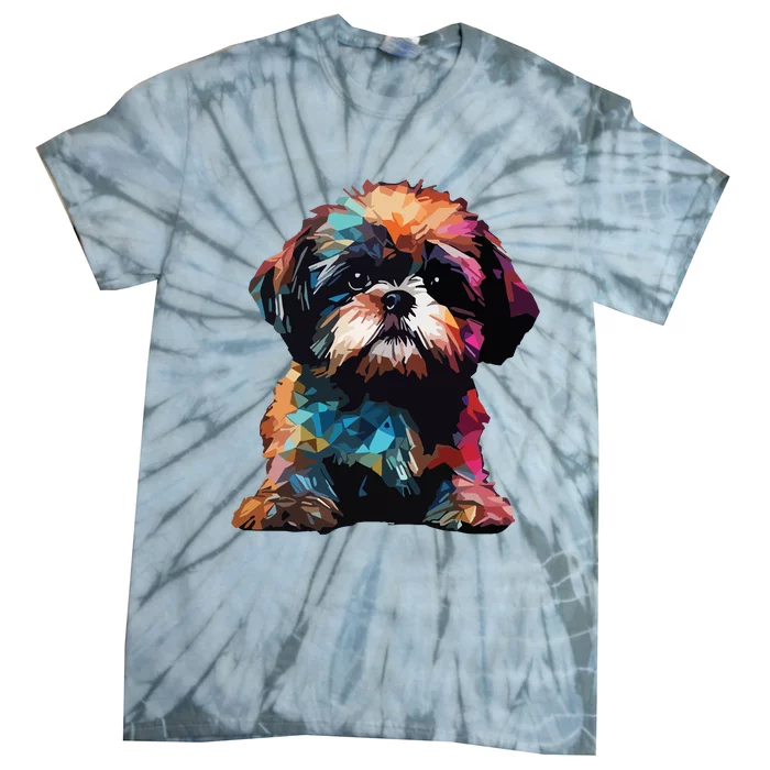 Shih Tzu Puppy Dog Pop Art Premium Tie-Dye T-Shirt