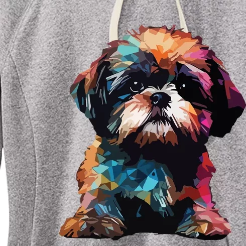 Shih Tzu Puppy Dog Pop Art Premium Women's Fleece Hoodie